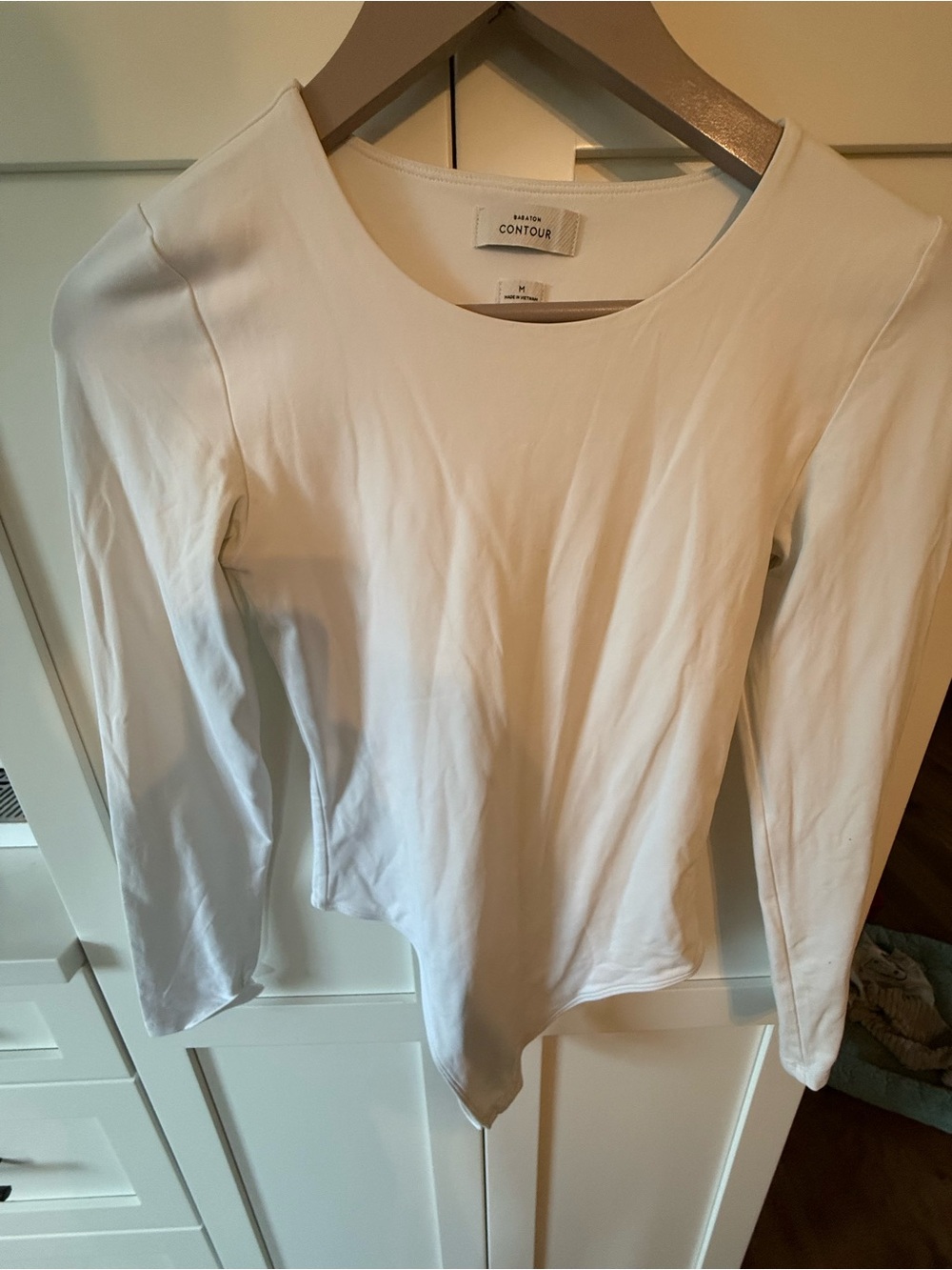 Women's White Long-Sleeve Crew Neck Bodysuit